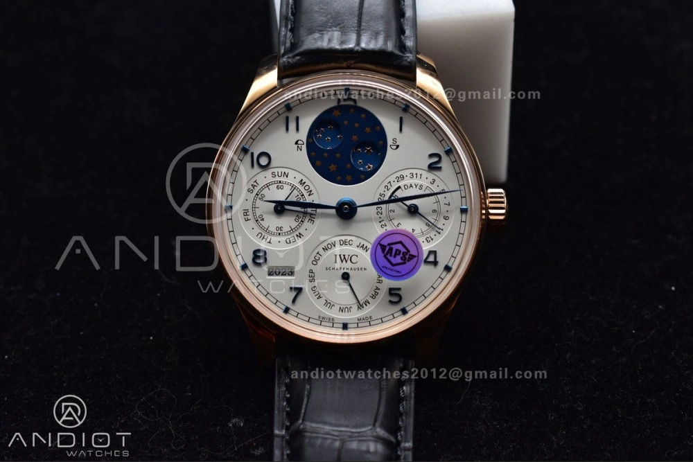 Portugieser Perpetual Calendar RG 5033 APSF 1:1 Best Edition White Dial on Black Leather Strap A52610 Clone HighPerformance 295