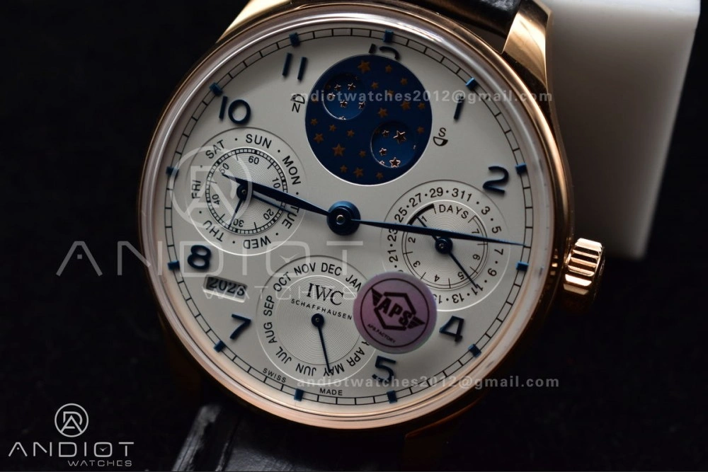 Portugieser Perpetual Calendar RG 5033 APSF 1:1 Best Edition White Dial on Black Leather Strap A52610 Clone HighPerformance 295
