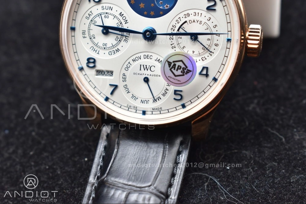 Portugieser Perpetual Calendar RG 5033 APSF 1:1 Best Edition White Dial on Black Leather Strap A52610 Clone HighPerformance 295