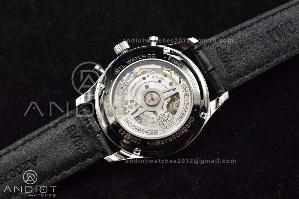 Soft Portuguese Chrono IW3716 ZF 1:1 Best Edition Red Dial on Black Leather Strap A 280