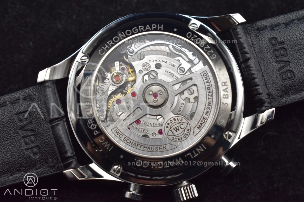 Soft Portuguese Chrono IW3716 ZF 1:1 Best Edition Red Dial on Black Leather Strap A 280