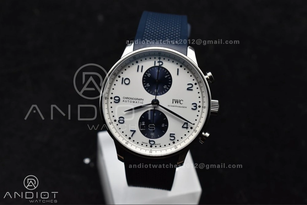 Portuguese Chrono IW3716 Z+F 1:1 Best Edition White Blue Dial on Blue Rubber Strap A WeatherProof 1011
