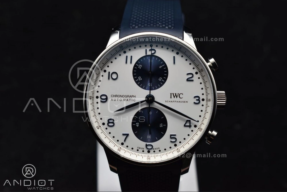 Portuguese Chrono IW3716 Z+F 1:1 Best Edition White Blue Dial on Blue Rubber Strap A WeatherProof 1011