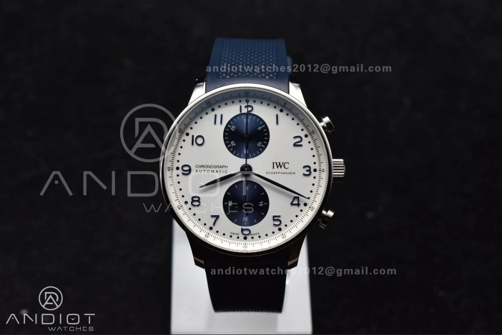 Portuguese Chrono IW3716 Z+F 1:1 Best Edition White Blue Dial on Blue Rubber Strap A WeatherProof 1011