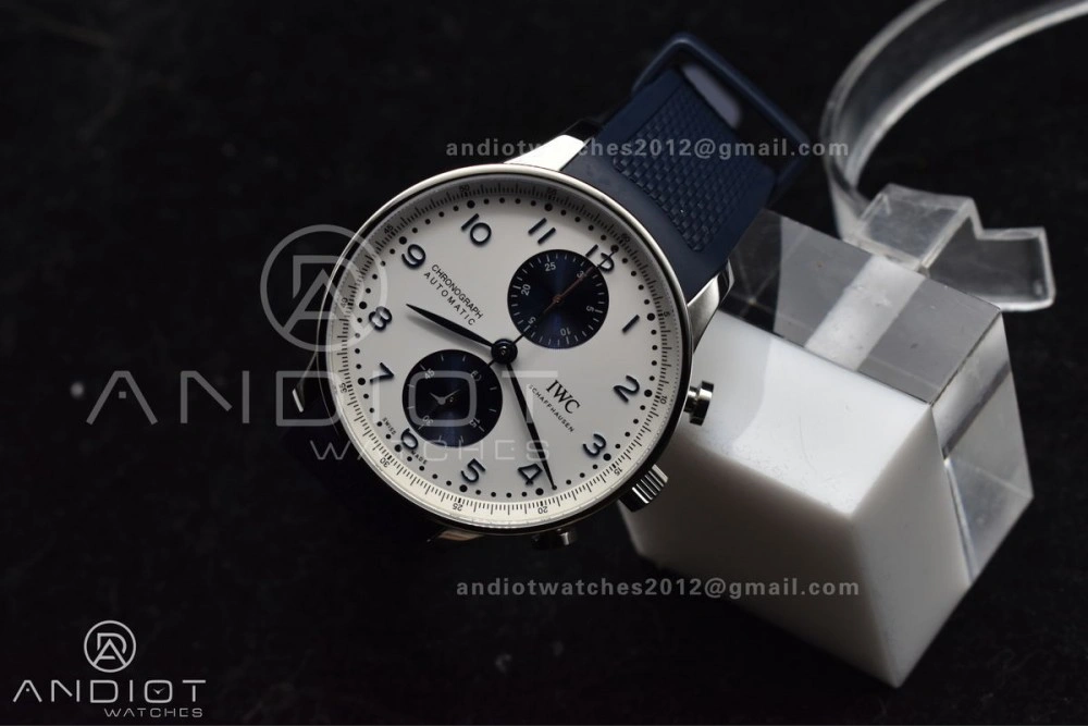 Portuguese Chrono IW3716 Z+F 1:1 Best Edition White Blue Dial on Blue Rubber Strap A WeatherProof 1011