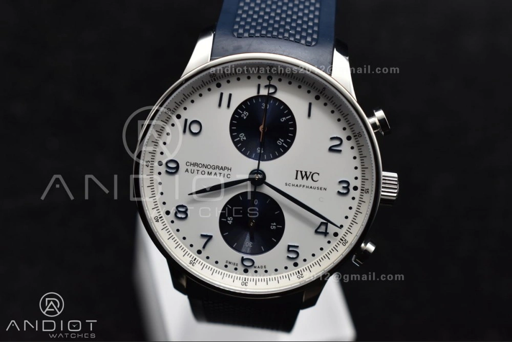 Portuguese Chrono IW3716 Z+F 1:1 Best Edition White Blue Dial on Blue Rubber Strap A WeatherProof 1011