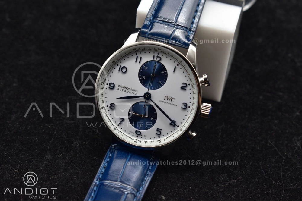 Portuguese Chrono IW371620 ZF 1:1 Best Edition White Blue Dial on Blue Leather Strap A Classic 287