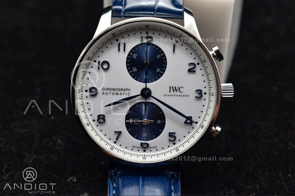 SmartChoice Portuguese Chrono IW371620 ZF 1:1 Best Edition White Blue Dial on Blue Leather Strap A 1019