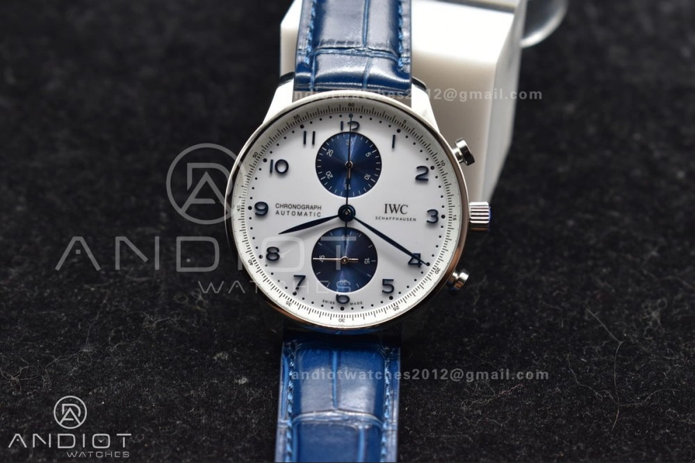 SmartChoice Portuguese Chrono IW371620 ZF 1:1 Best Edition White Blue Dial on Blue Leather Strap A 1019
