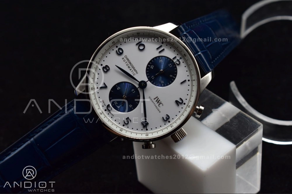 SmartChoice Portuguese Chrono IW371620 ZF 1:1 Best Edition White Blue Dial on Blue Leather Strap A 1019