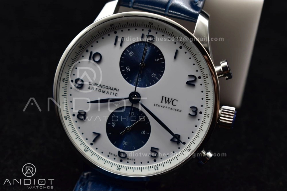 SmartChoice Portuguese Chrono IW371620 ZF 1:1 Best Edition White Blue Dial on Blue Leather Strap A 1019