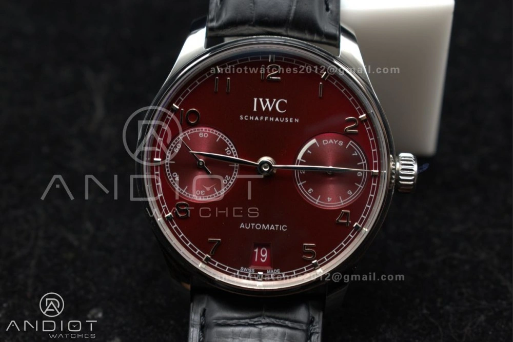 Durable Portuguese Real PR IW500714 ZF 1:1 Best Edition Red Dial on Black Leather Strap A52010 V 1022