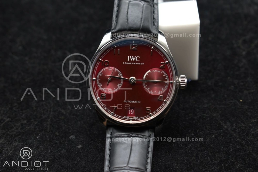 Durable Portuguese Real PR IW500714 ZF 1:1 Best Edition Red Dial on Black Leather Strap A52010 V 1022
