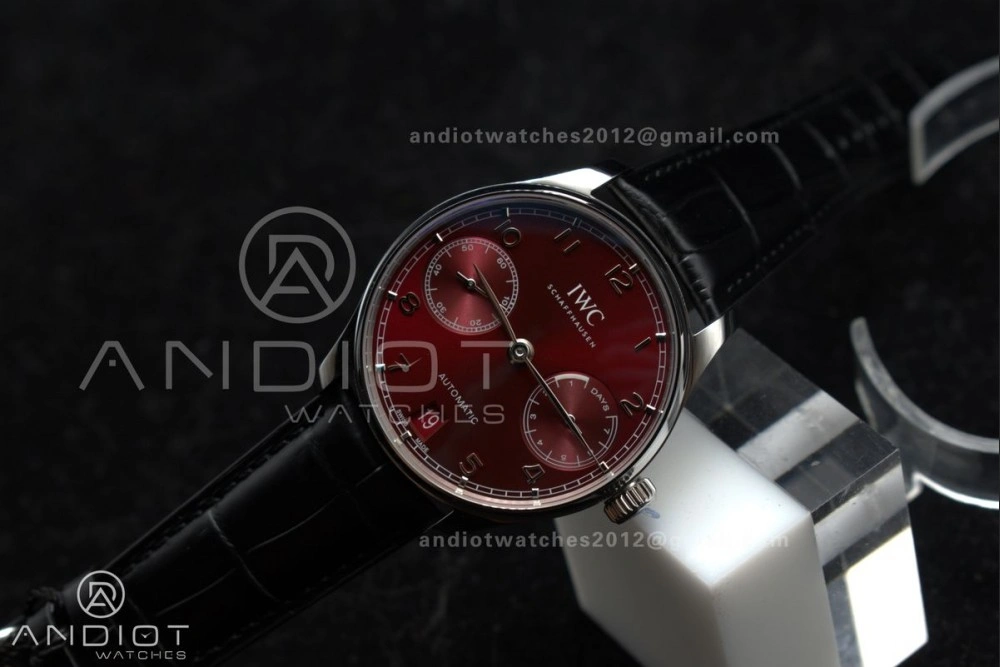 Durable Portuguese Real PR IW500714 ZF 1:1 Best Edition Red Dial on Black Leather Strap A52010 V 1022