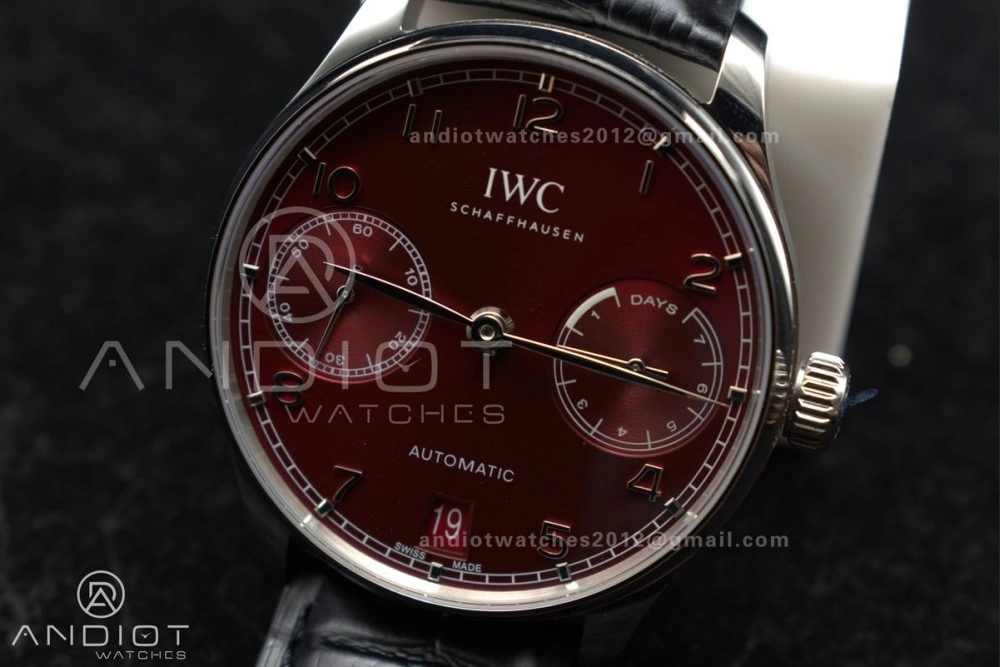 Durable Portuguese Real PR IW500714 ZF 1:1 Best Edition Red Dial on Black Leather Strap A52010 V 1022