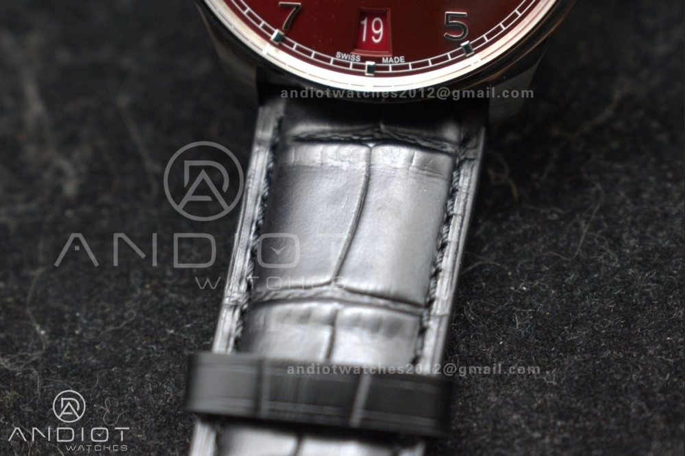 Durable Portuguese Real PR IW500714 ZF 1:1 Best Edition Red Dial on Black Leather Strap A52010 V 1022