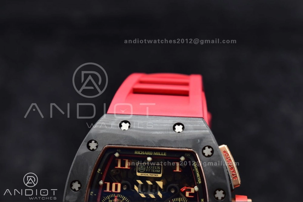 RM011 NTPT Chrono Lotus KVF 1:1 Best Edition Crystal Dial on Red Rubber Strap A7750 V ModernLook 1020
