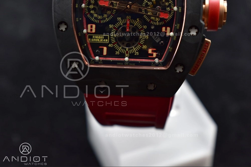 RM011 NTPT Chrono Lotus KVF 1:1 Best Edition Crystal Dial on Red Rubber Strap A7750 V ModernLook 1020