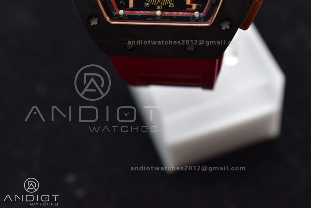 RM011 NTPT Chrono Lotus KVF 1:1 Best Edition Crystal Dial on Red Rubber Strap A7750 V ModernLook 1020