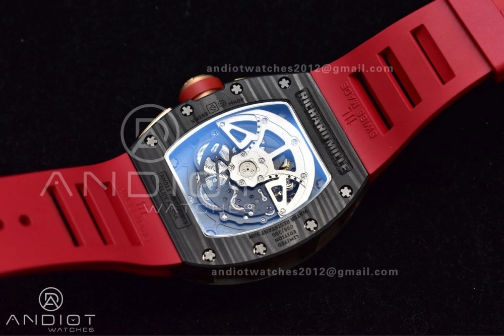 RM011 NTPT Chrono Lotus KVF 1:1 Best Edition Crystal Dial on Red Rubber Strap A7750 V ModernLook 1020