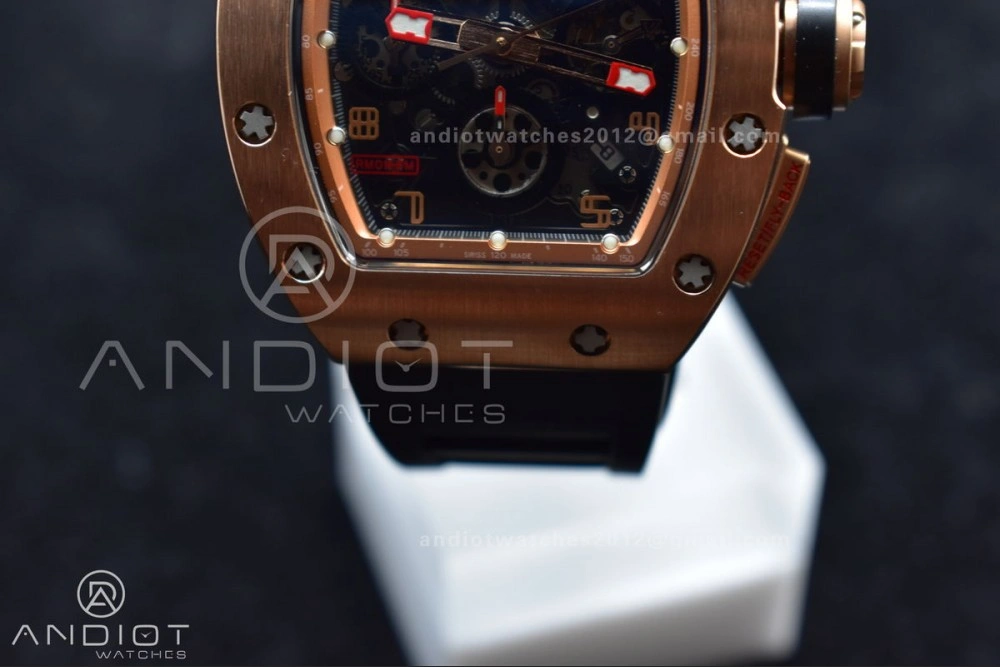 AllSeason RM011 RG Chrono KVF 1:1 Best Edition Crystal Dial Black on Black Rubber Strap A7750 V 1021