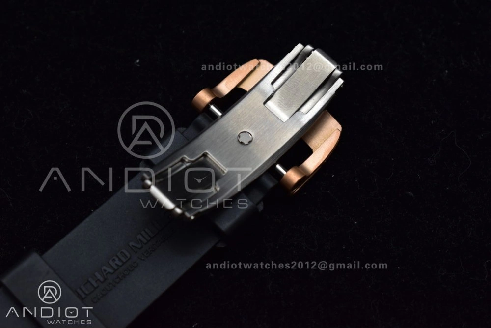 AllSeason RM011 RG Chrono KVF 1:1 Best Edition Crystal Dial Black on Black Rubber Strap A7750 V 1021