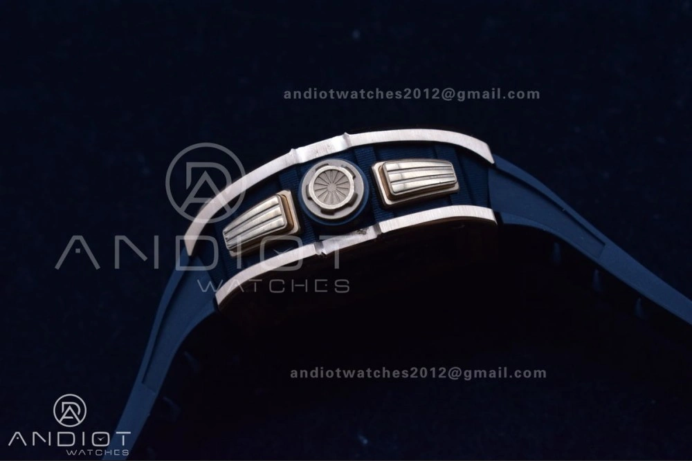 AllSeason RM011 RG Chrono KVF 1:1 Best Edition Crystal Dial Black on Black Rubber Strap A7750 V 1021