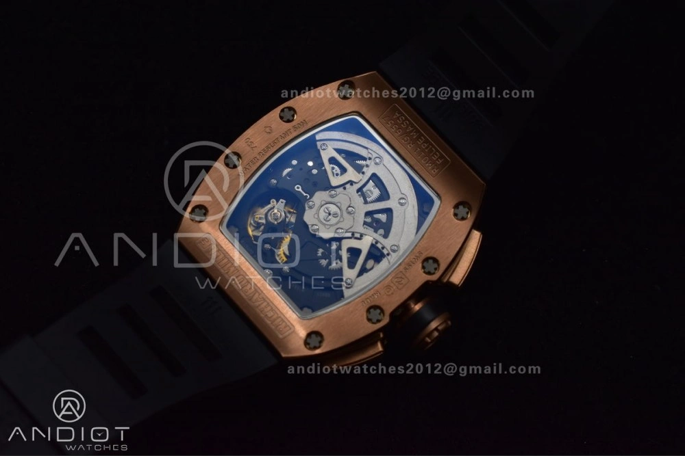 AllSeason RM011 RG Chrono KVF 1:1 Best Edition Crystal Dial Black on Black Rubber Strap A7750 V 1021