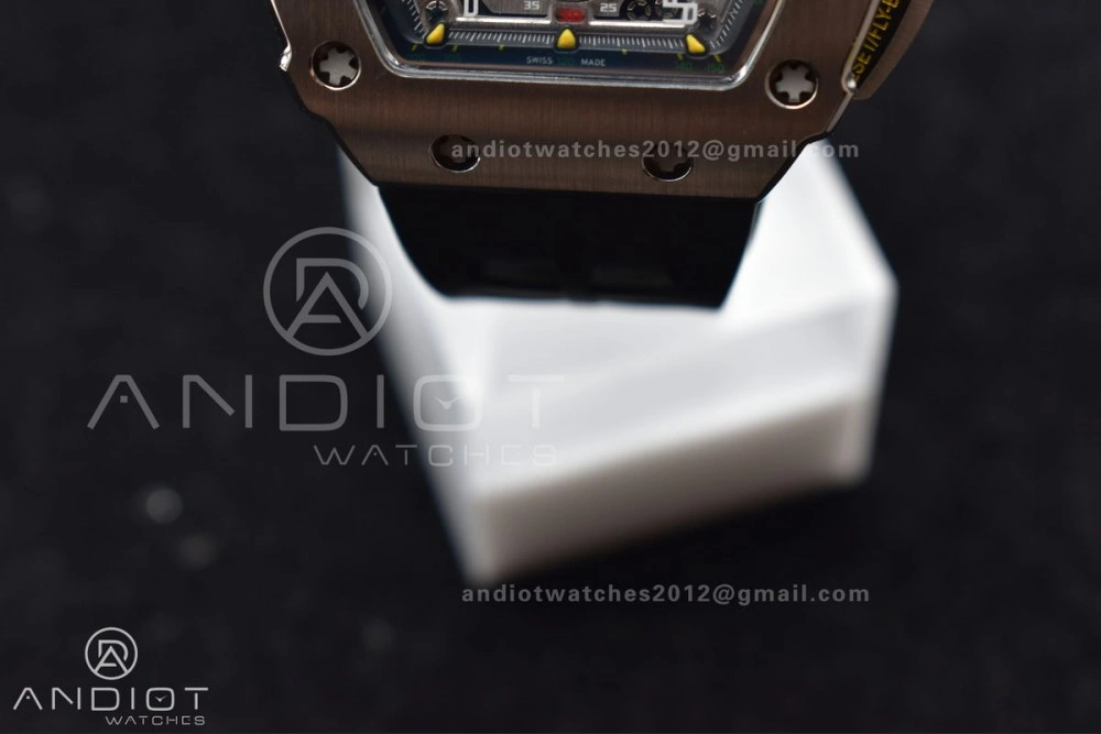 RM011 SS Chrono KVF 1:1 Best Edition Crystal Dial Black on Black Rubber Strap A7750 V Sophisticated 1025