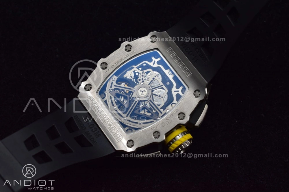 RM011 SS Chrono KVF 1:1 Best Edition Crystal Dial Black on Black Rubber Strap A7750 V Sophisticated 1025