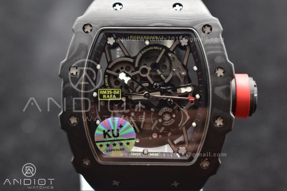 RM035-02 KUF Best Edition Skeleton Dial Red on Black Rubber Strap MIYOTA Supportive 1026