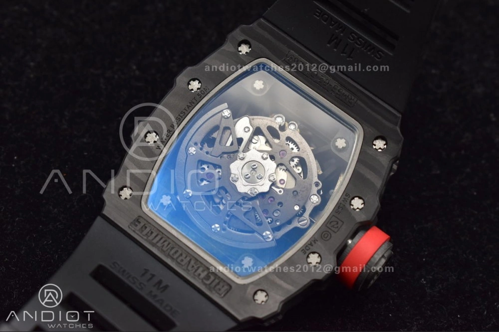 RM035-02 KUF Best Edition Skeleton Dial Red on Black Rubber Strap MIYOTA Supportive 1026