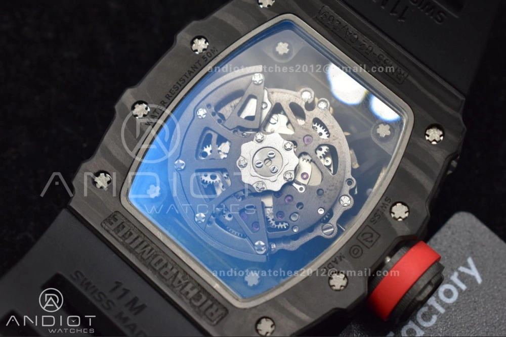RM035-02 KUF Best Edition Skeleton Dial Red on Black Rubber Strap MIYOTA Supportive 1026