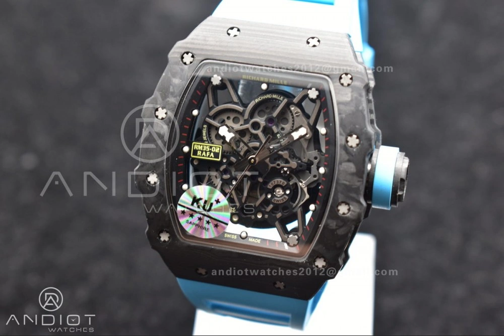 Refined RM035-02 KUF Best Edition Skeleton Dial Red on Blue Rubber Strap MIYOTA 1037