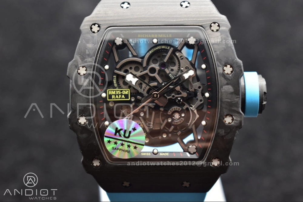 Refined RM035-02 KUF Best Edition Skeleton Dial Red on Blue Rubber Strap MIYOTA 1037