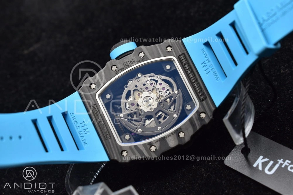 Refined RM035-02 KUF Best Edition Skeleton Dial Red on Blue Rubber Strap MIYOTA 1037