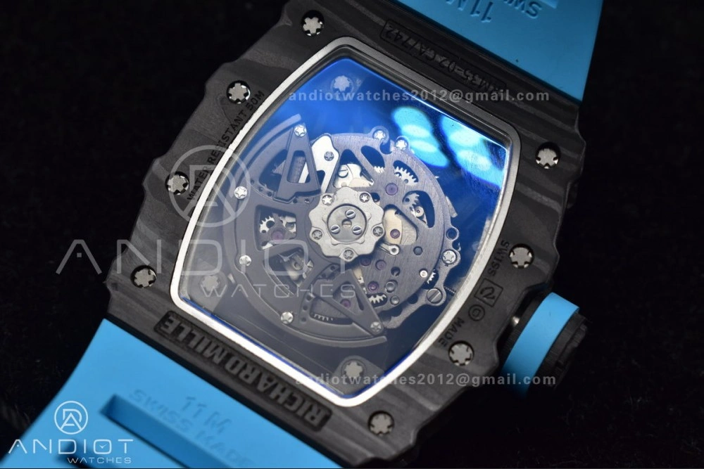 Refined RM035-02 KUF Best Edition Skeleton Dial Red on Blue Rubber Strap MIYOTA 1037