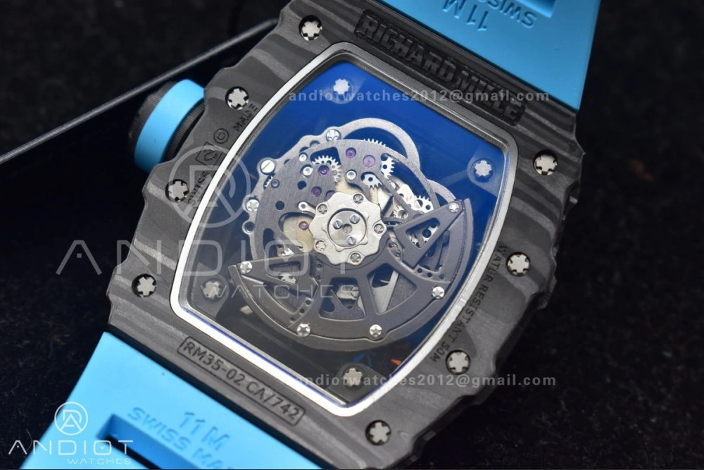 Refined RM035-02 KUF Best Edition Skeleton Dial Red on Blue Rubber Strap MIYOTA 1037