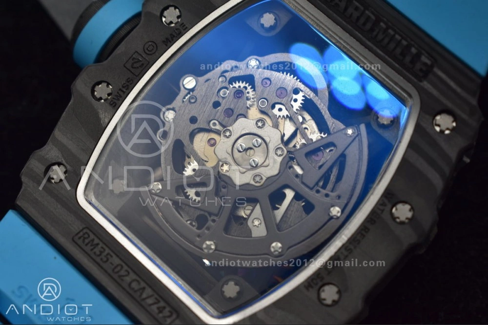 Refined RM035-02 KUF Best Edition Skeleton Dial Red on Blue Rubber Strap MIYOTA 1037
