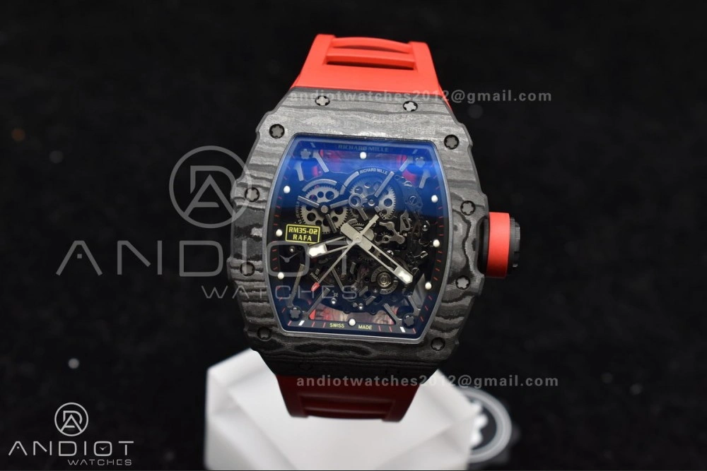 RM035-02 NTPT ZF 1:1 Best Edition Skeleton Dial on Red Rubber Strap RMAL1 Super Clone V Timeless 1229