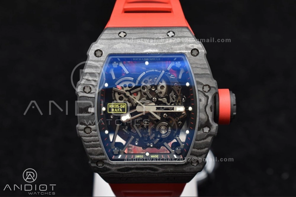 RM035-02 NTPT ZF 1:1 Best Edition Skeleton Dial on Red Rubber Strap RMAL1 Super Clone V Timeless 1229