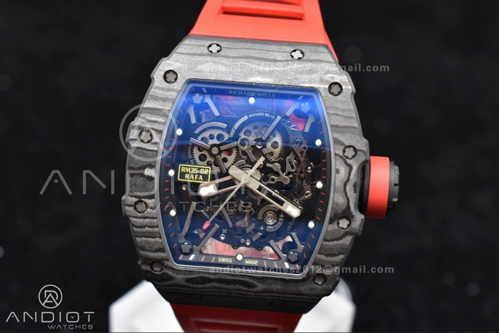 RM035-02 NTPT ZF 1:1 Best Edition Skeleton Dial on Red Rubber Strap RMAL1 Super Clone V Timeless 1229