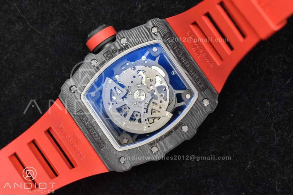 RM035-02 NTPT ZF 1:1 Best Edition Skeleton Dial on Red Rubber Strap RMAL1 Super Clone V Timeless 1229