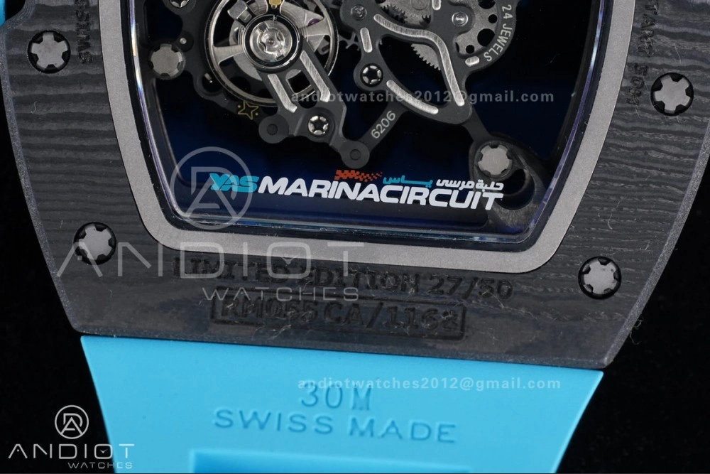 RM055 NTPT APSF 1:1 Best Edition Blue Inner Bezel Blue Crown On Blue Rubber Strap RMUL2 Super Clone Youthful 1228