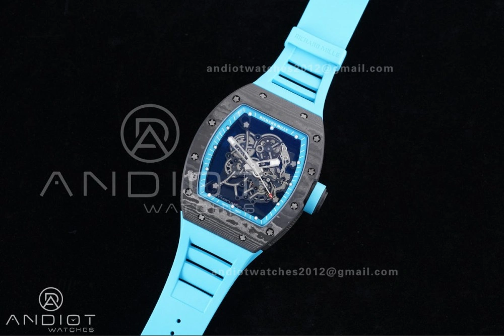 RM055 NTPT APSF 1:1 Best Edition Blue Inner Bezel Blue Crown On Blue Rubber Strap RMUL2 Super Clone Youthful 1228