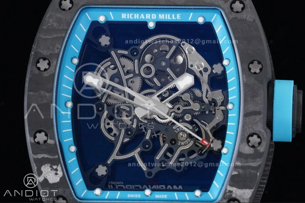 RM055 NTPT APSF 1:1 Best Edition Blue Inner Bezel Blue Crown On Blue Rubber Strap RMUL2 Super Clone Youthful 1228
