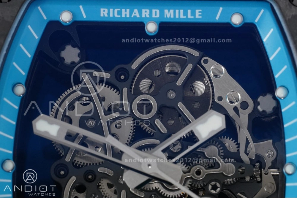RM055 NTPT APSF 1:1 Best Edition Blue Inner Bezel Blue Crown On Blue Rubber Strap RMUL2 Super Clone Youthful 1228