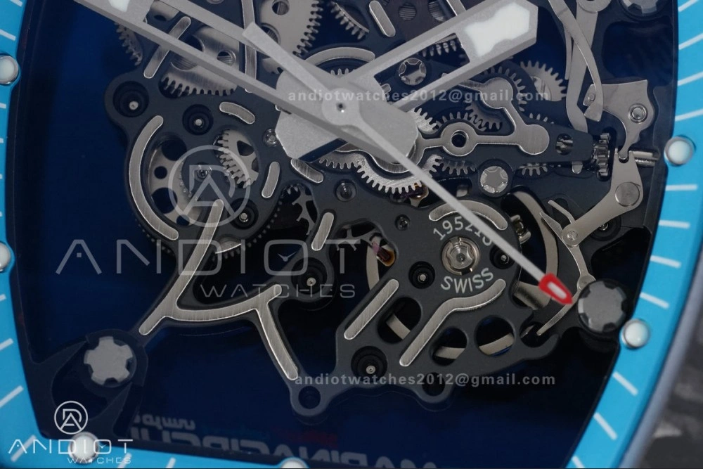 RM055 NTPT APSF 1:1 Best Edition Blue Inner Bezel Blue Crown On Blue Rubber Strap RMUL2 Super Clone Youthful 1228