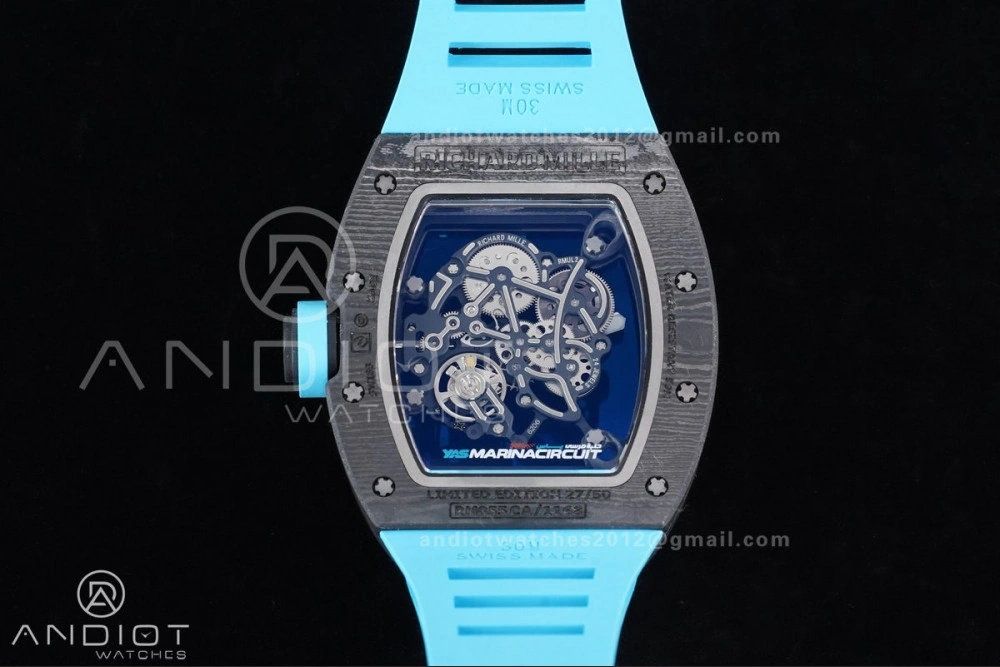 RM055 NTPT APSF 1:1 Best Edition Blue Inner Bezel Blue Crown On Blue Rubber Strap RMUL2 Super Clone Youthful 1228