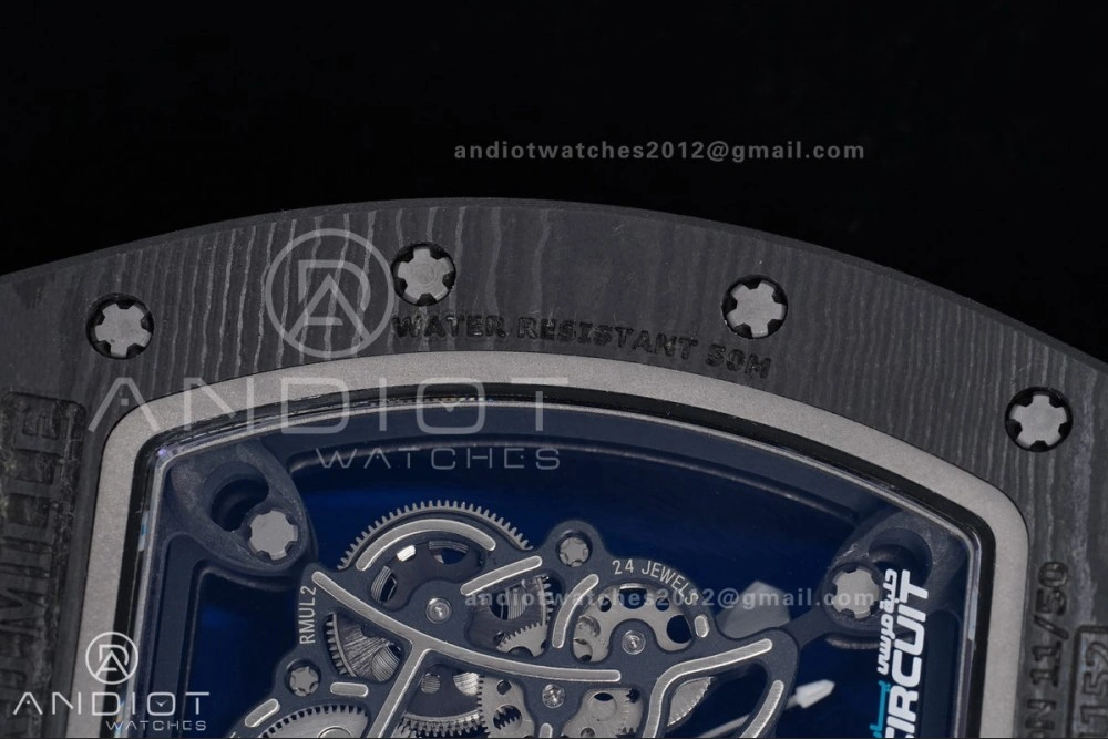Elegant RM055 NTPT APSF 1:1 Best Edition Blue Inner Bezel Blue Crown On White Rubber Strap RMUL2 Super Clone 1230